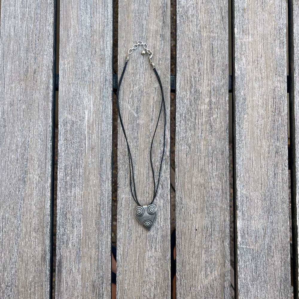 Pewter Scandinavian Swirl Heart Pendant Necklace